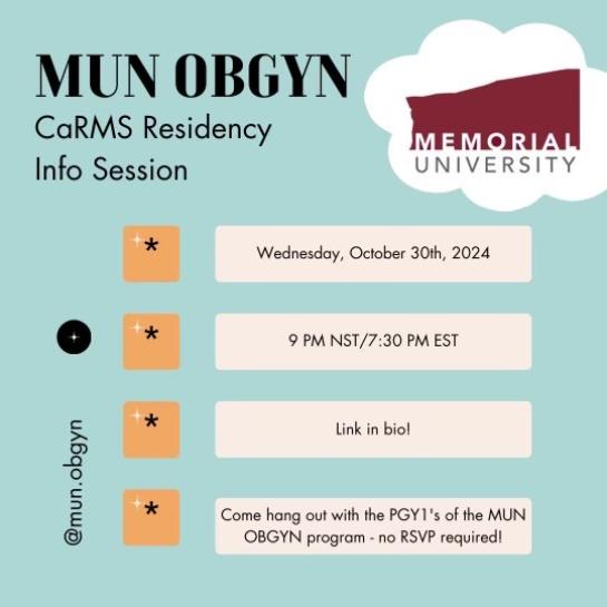 Photo with text related to Carms info session